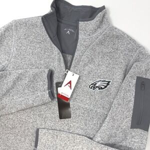 Antigua Philadelphia Eagles NFL Mens Medium Gray Heather 1/4 Zip Pullover NEW